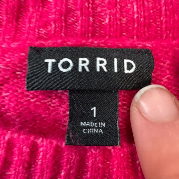 Torrid Bright Pink Long Sleeve Crew Neck Sweater L33 - Picture 2 of 5